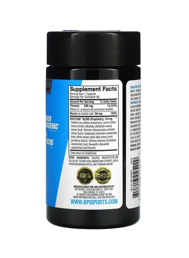 BPI SPORTS Roxylean Fat Burner Capsules – 60 Capsules | Thermogenic Energy & Appetite Support - Image 2